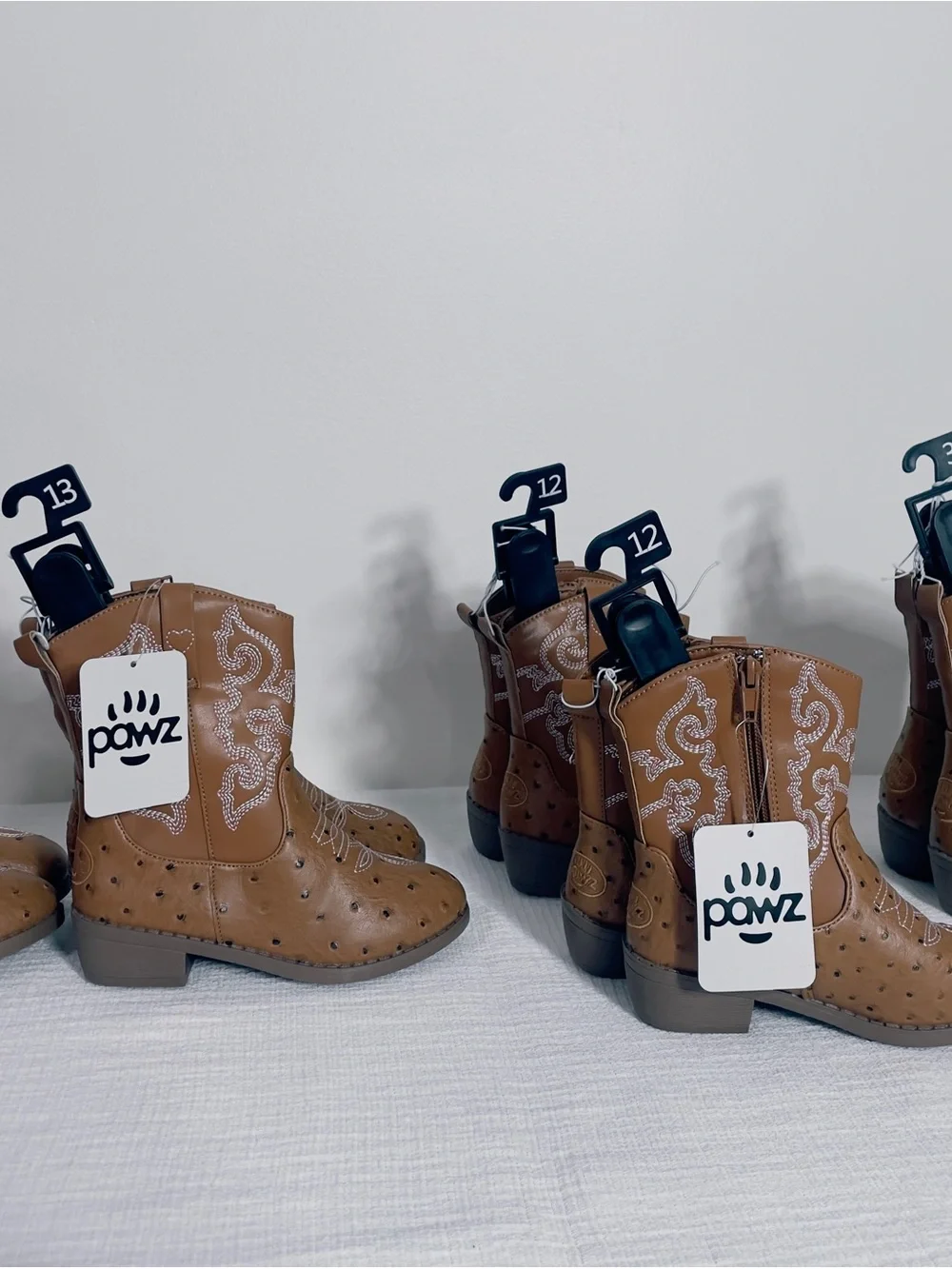 PAWZ Girls Brown Western Embroidered Pull-On Boots